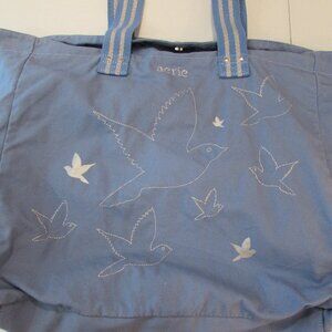 Aerie Dove Light Blue Large Cotton Tote Bag